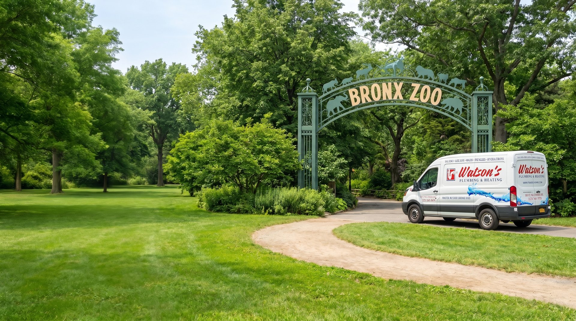 Plumber in the Bronx, NYC — Watson's Plumbing & Heating van near the Bronx Zoo entrance